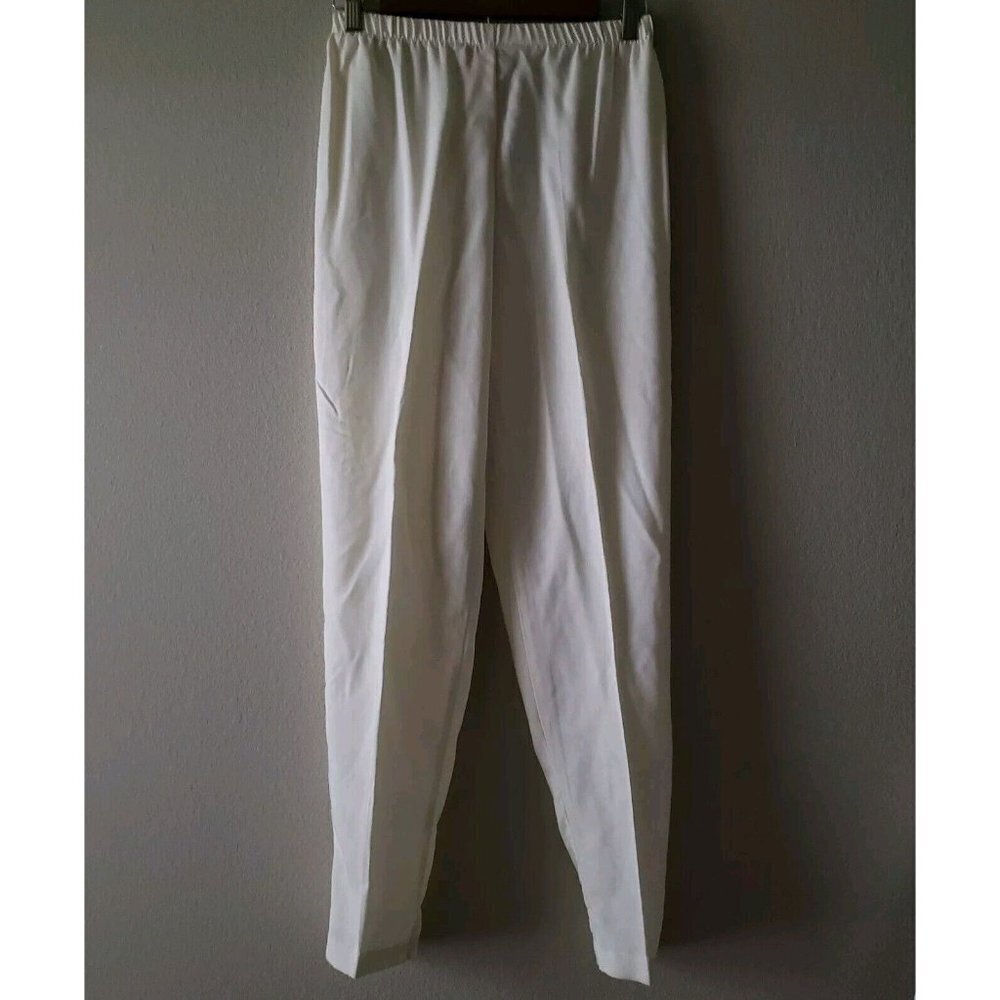 Tracy Evans Women’s White Pants Elastic Waist Tapered Front Pockets Size Medium